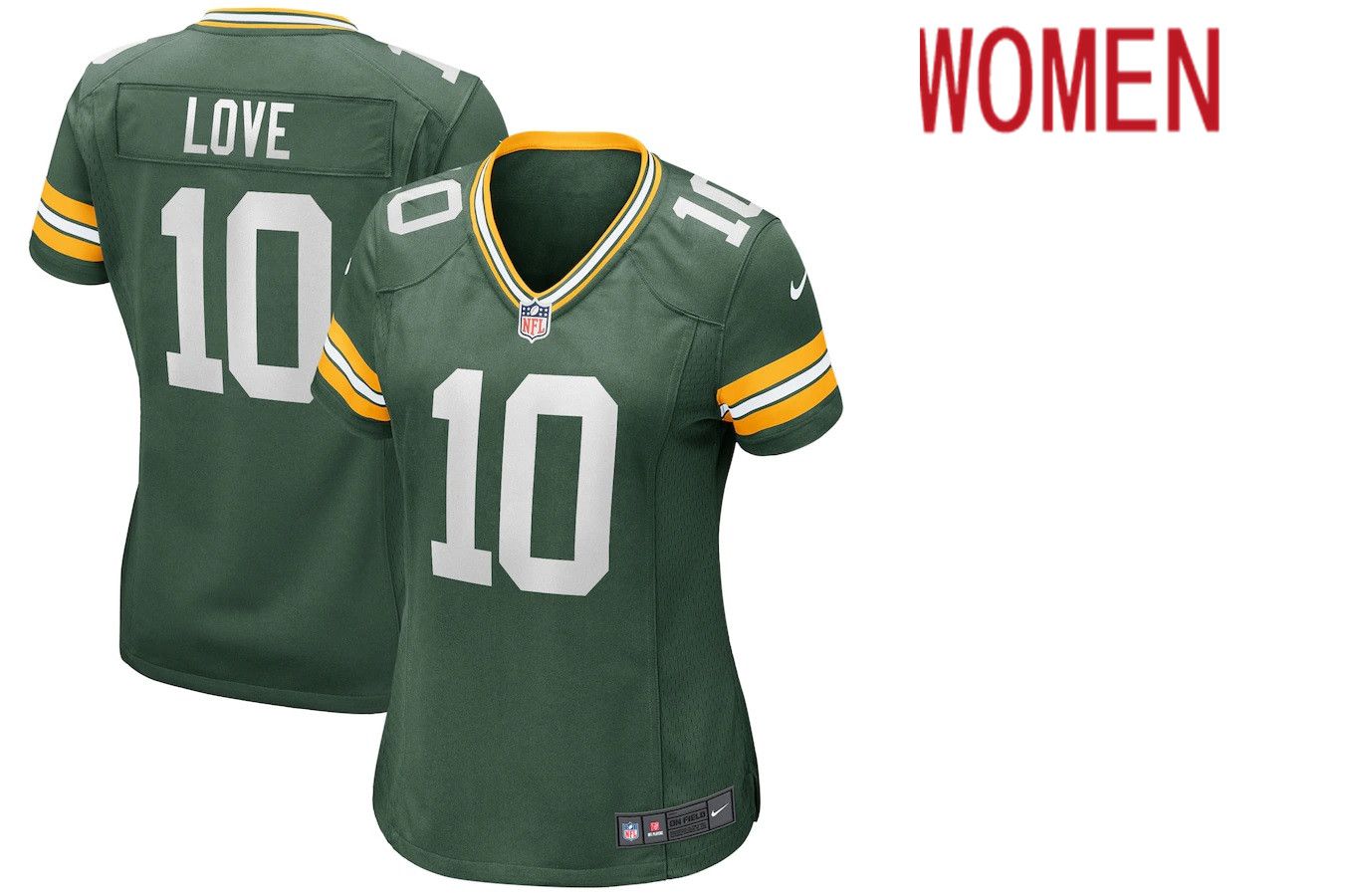 Women Green Bay Packers #10 Jordan Love Nike Green Game NFL Jersey